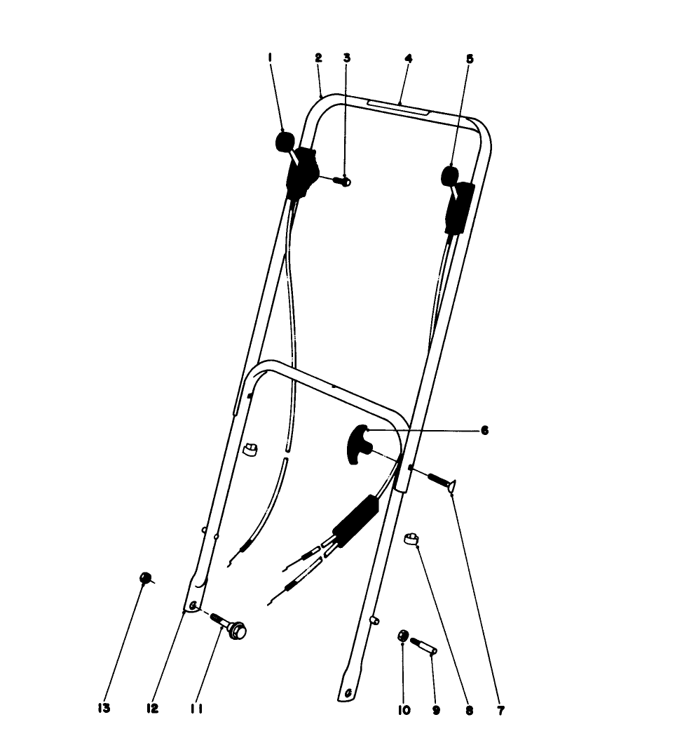 Handle Assembly Models 16067, 16155, 16287 Diagram and Parts List for 16155 8000001 - 8999999 Toro Lawn Mower