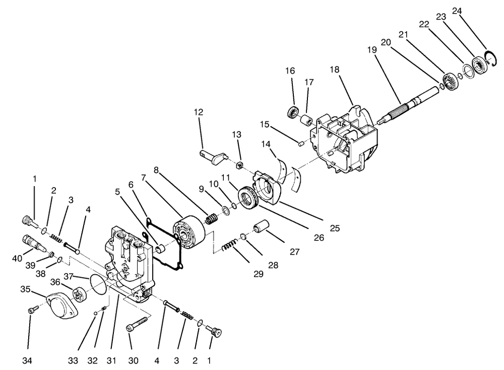 Hydraulic Pump Assembly No. 95-1538 Diagram and Parts List for 30189 790001 - 799999 Toro Lawn Tractor Accessories