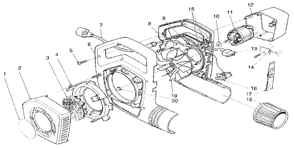 Blower Assembly Diagram and Parts List for 850  Toro Leaf Blower / Vacuum