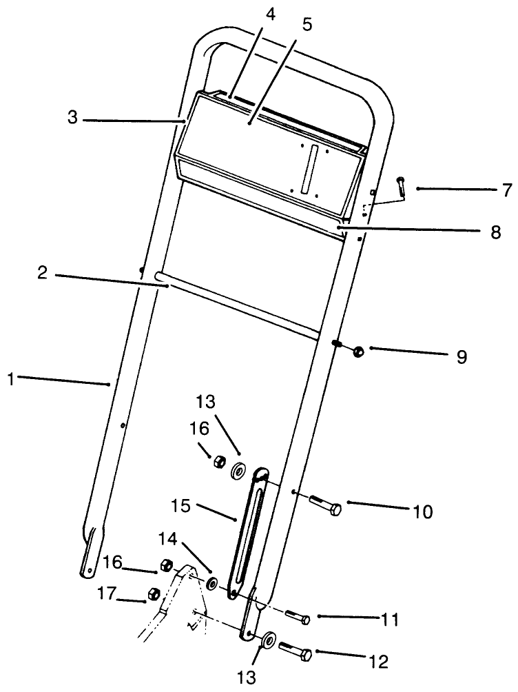 Handle Assembly Diagram and Parts List for 22043 4900001 - 4999999 Toro Lawn Mower