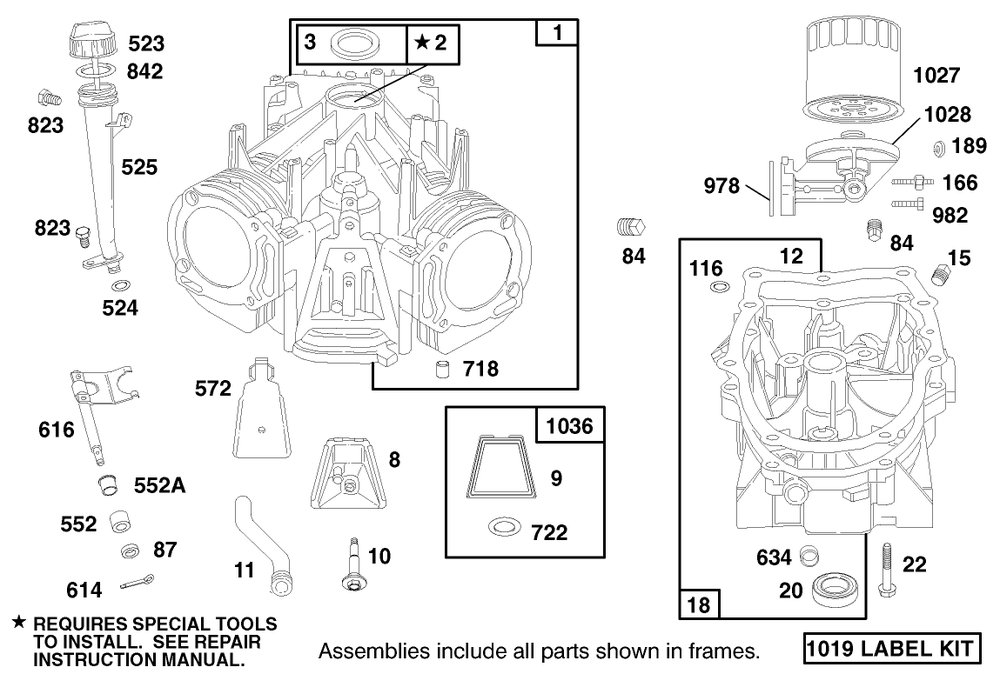Engine Briggs & Strattonâ Model Diagram and Parts List for 30189 790001 - 799999 Toro Lawn Tractor Accessories