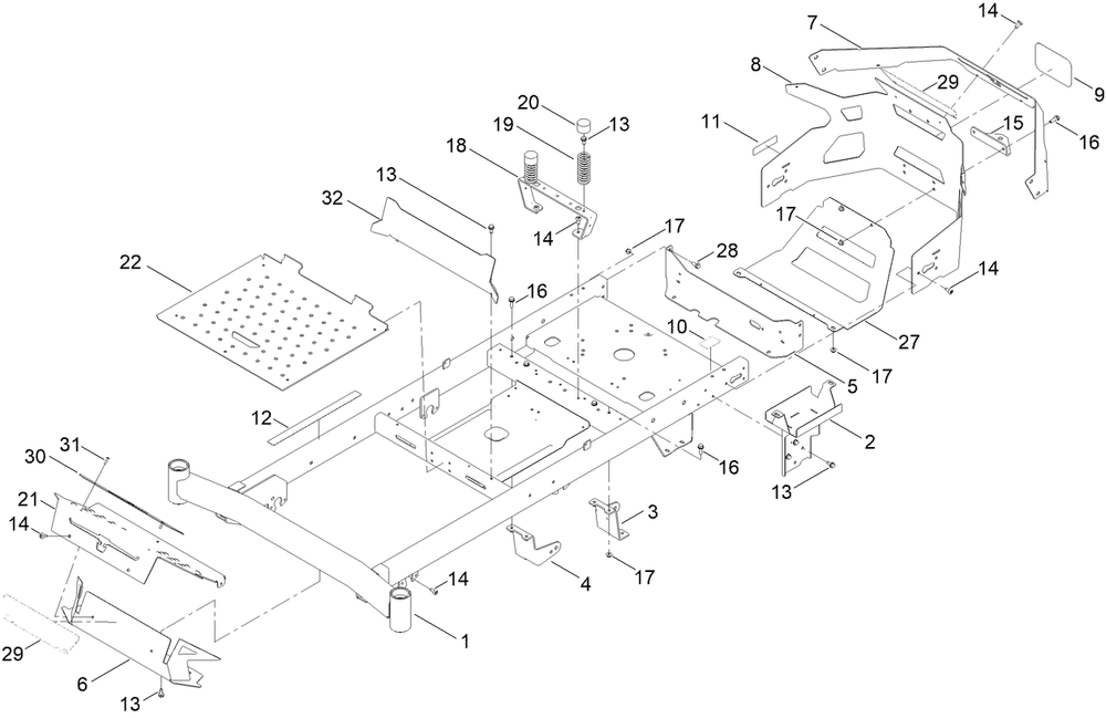 Frame Assembly Diagram and Parts List for 77506 418400000 - 999999999 Toro Lawn Tractor