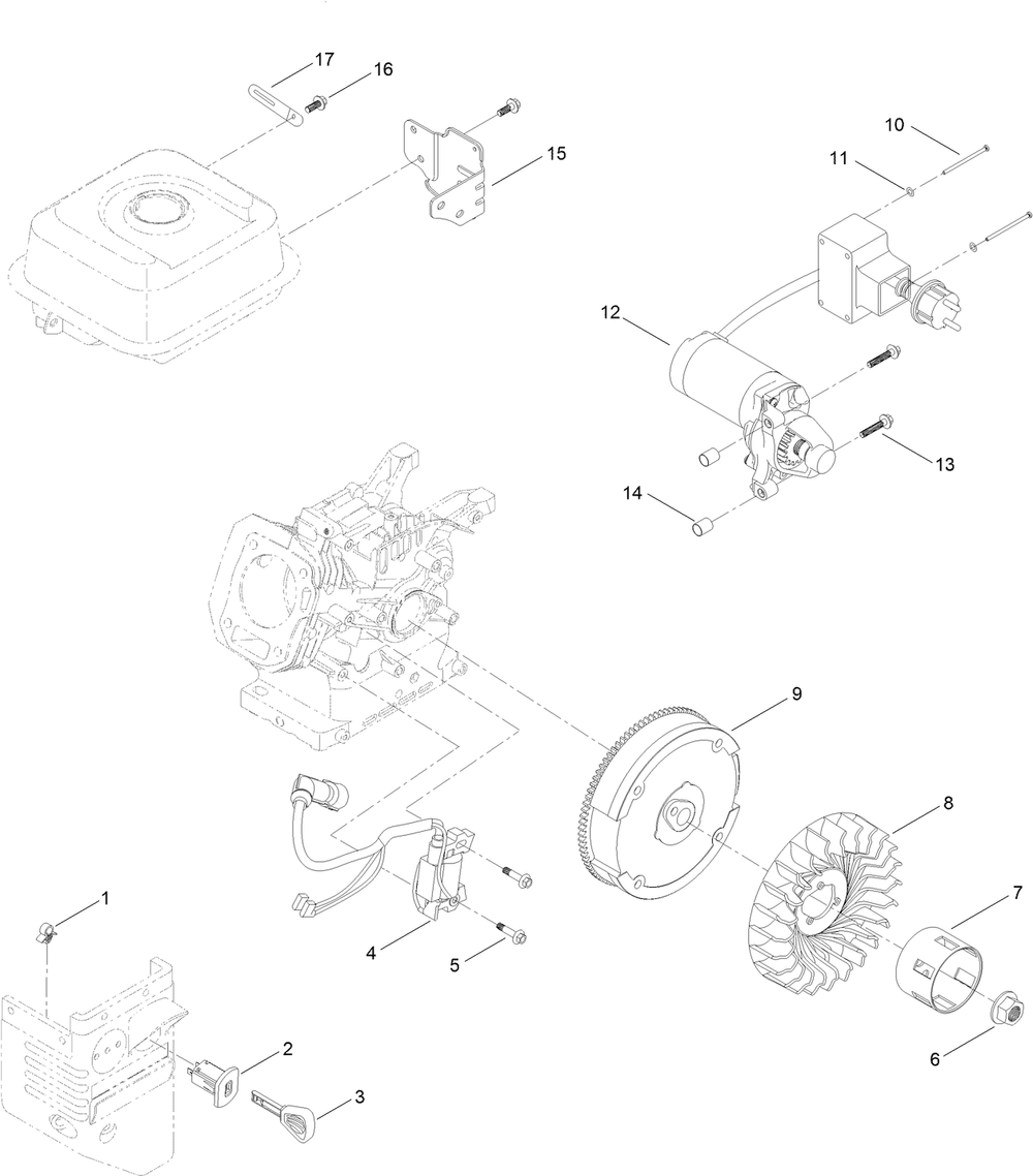 Ignition And Electrical Assembly Diagram and Parts List for 38721 409000000 - 411499999 Toro Snow Blower