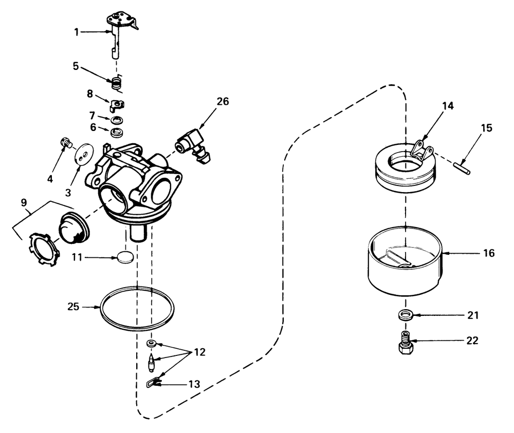 Carburetor No. 632046 Diagram and Parts List for 18017 9000001 - 9999999 Toro Lawn Mower