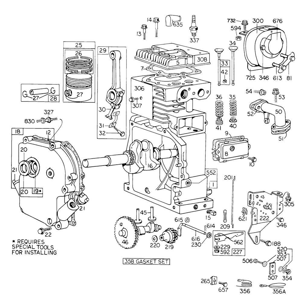 Engine Model No. 190402 Type 0755 Briggs & Stratton Diagram and Parts List for 31763 4000001 - 4999999 Toro Snow Blower