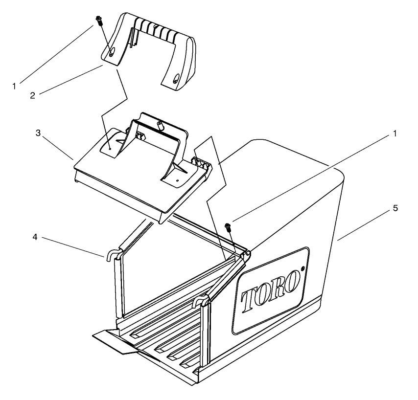 Grass Bag Assembly Diagram and Parts List for 26632 7900001 - 7999999 Toro Lawn Mower