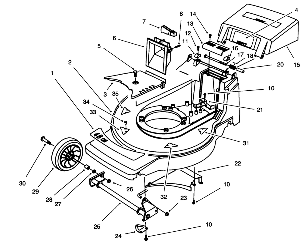 Housing Assembly Diagram and Parts List for 20821B 6900001 - 6999999 Toro Lawn Mower