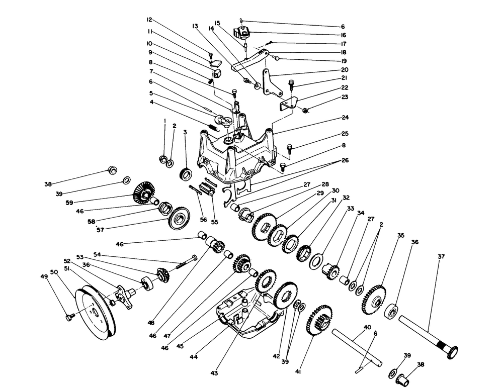 Transmission Assembly No. 66-8030 Diagram and Parts List for 38545 9000001 - 9999999 Toro Snow Blower