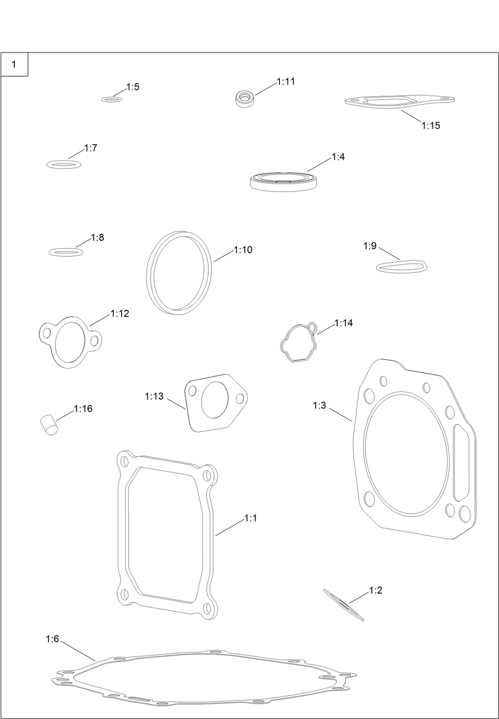 Gasket And Seal Kit  Engine Assembly No. 121-0412 Diagram and Parts List for 74750 316000001 - 316999999 Toro Lawn Tractor