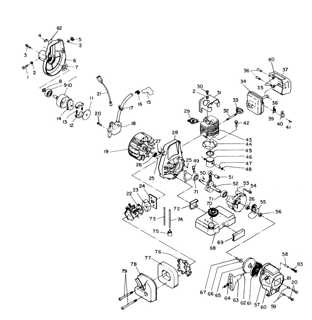 Crankshaft & Cylinder Assembly Diagram and Parts List for 51628 9000001 - 9999999 Toro Trimmer