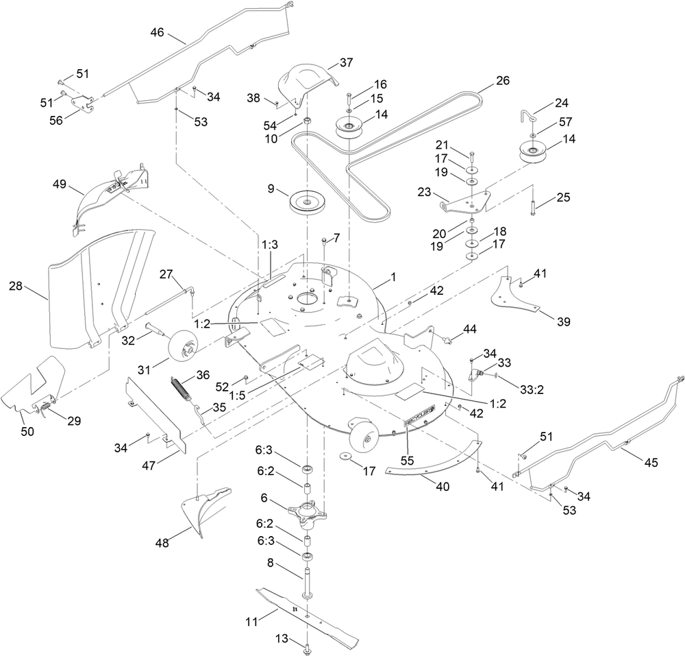 42in Deck And Decal Assembly Diagram and Parts List for 74683 412270000 - 999999999 Toro Lawn Tractor