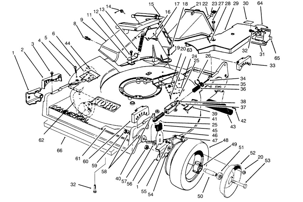 Housing Assembly Diagram and Parts List for 22044BC 5900001 - 5999999 Toro Lawn Mower