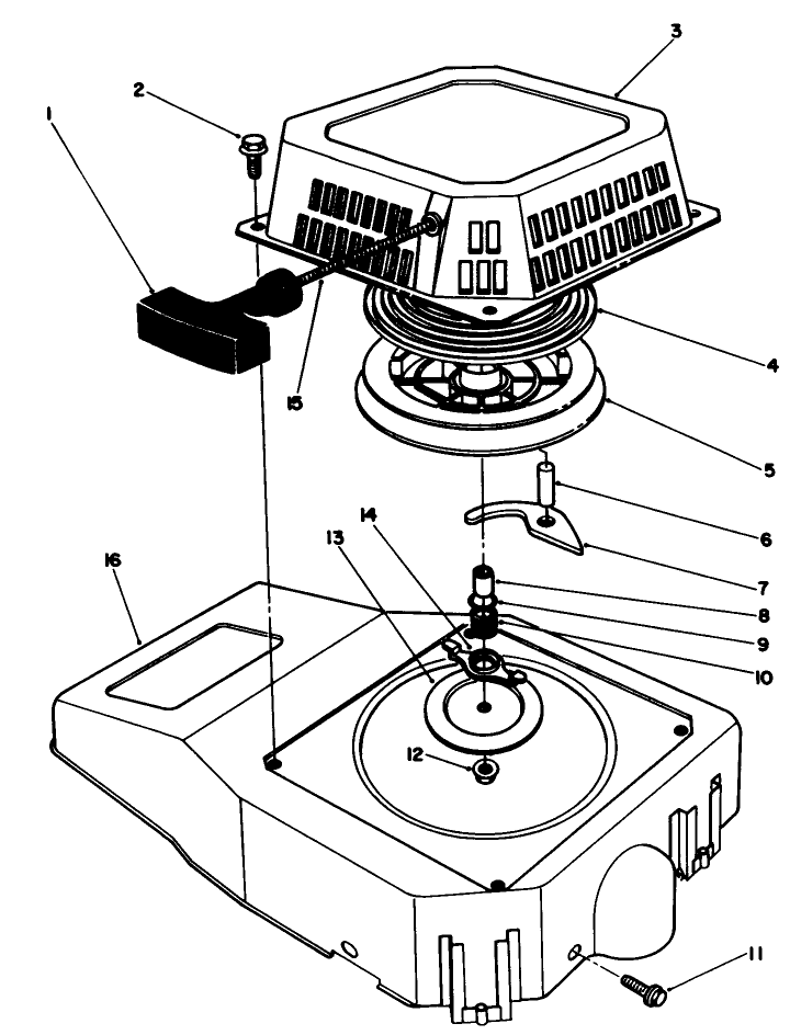 Recoil Assembly (Model No. Vmg6) Diagram and Parts List for 20629C 7000001 - 7999999 Toro Lawn Mower