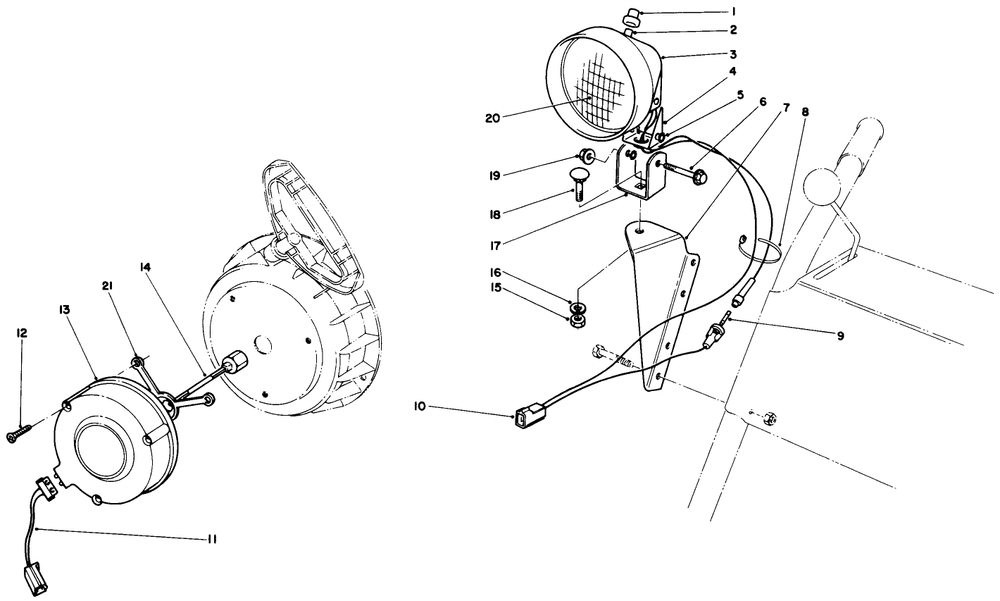Light Kit No. 54-9822 (Optional) Diagram and Parts List for 38056 0000001 - 0999999 Toro Snow Blower