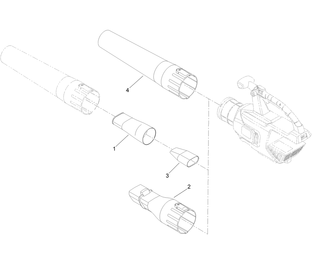 Cordless Axial Blower Assembly Diagram and Parts List for 51134T 322000001-322999999 Toro Leaf Blower / Vacuum