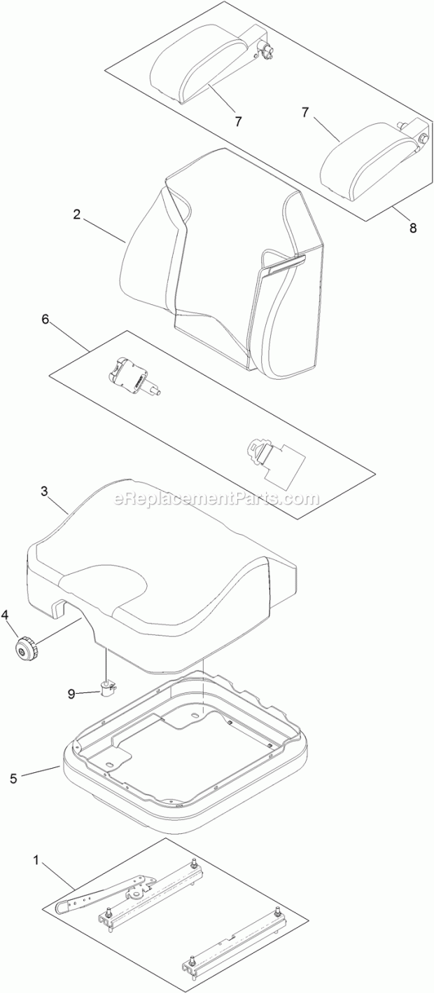 Seat Assembly No. 125-3107 Diagram and Parts List for 74927 315000001-315999999 Toro Lawn Mower