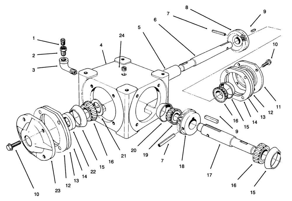 Gear Box Assembly Diagram and Parts List for 30761 690001 - 699999 Toro Snow Blower