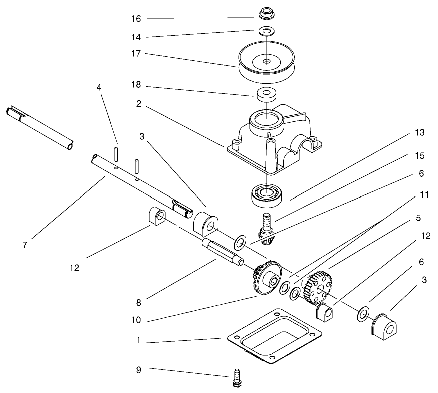 Gear Case Assembly Diagram and Parts List for 20045 9900001 - 9999999 Toro Lawn Mower