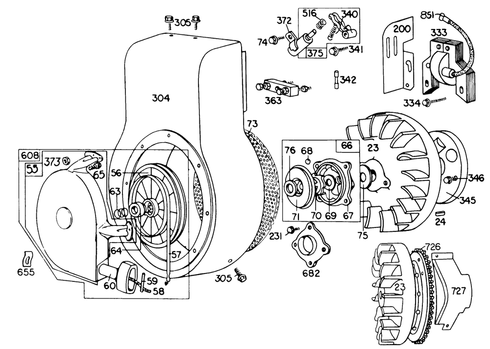 Engine Model No. 190402 Type 0989-01 (8 H.P. Snowthrower Model 3briggs & Stratton Diagram and Parts List for 38160 0000001 - 0999999 Toro Snow Blower