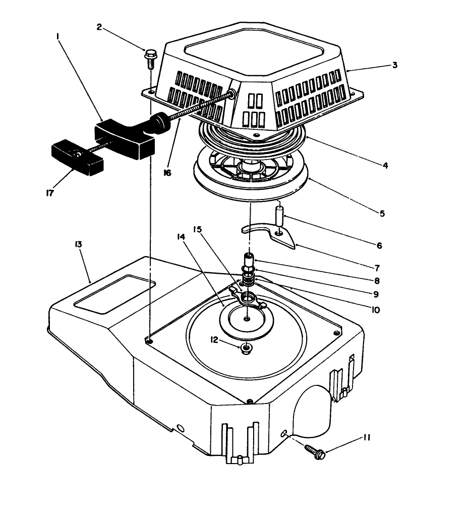 Recoil Assembly (Model No. Vmk9) Diagram and Parts List for 20920 0000001 - 0999999 Toro Lawn Mower