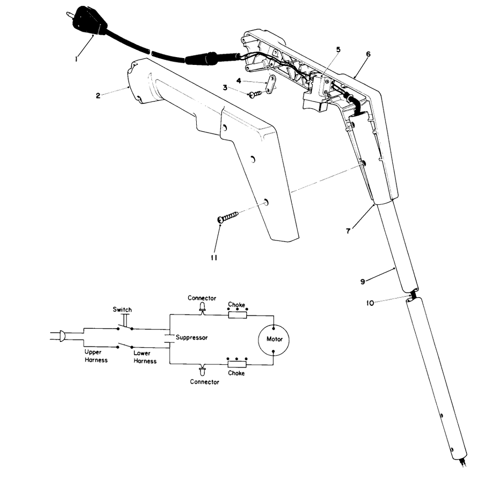 Handle Assembly Diagram and Parts List for 51215 0000001 - 0999999 Toro Trimmer