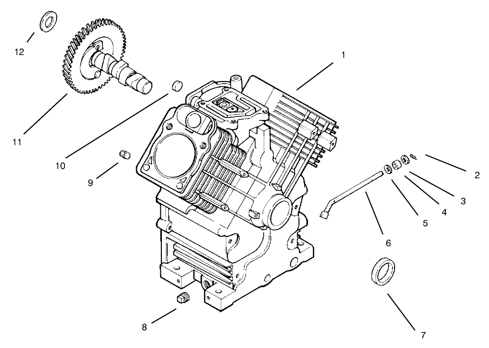 Crankcase Diagram and Parts List for 30611 690001 - 699999 Toro Lawn Tractor