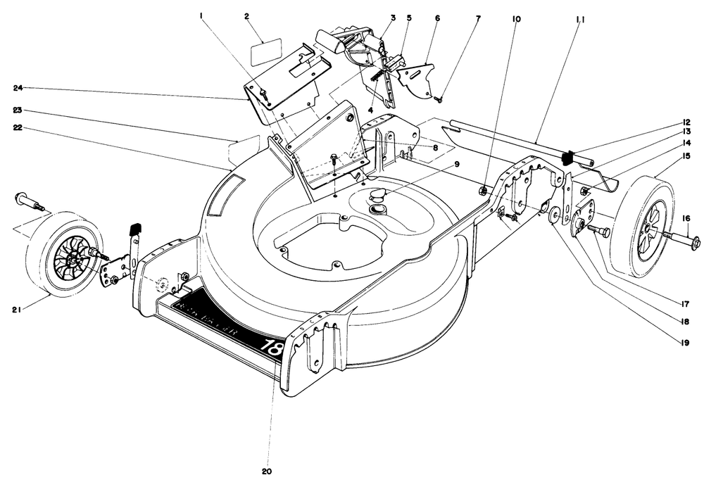 Housing Assembly Diagram and Parts List for 20698 0000001 - 0999999 Toro Lawn Mower