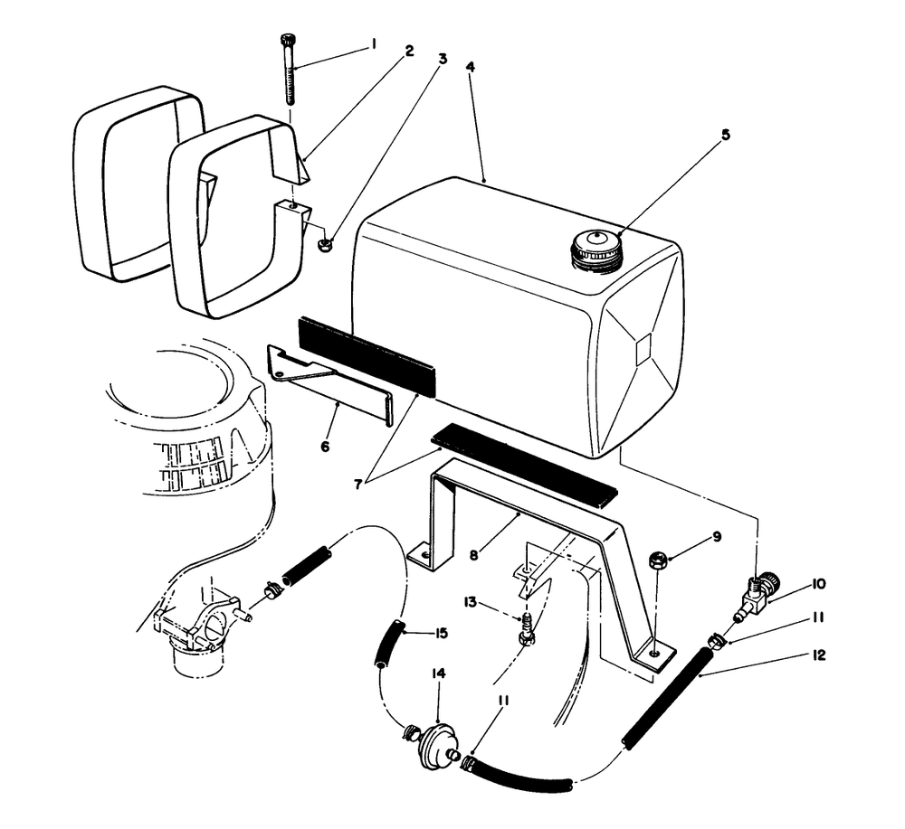 Gas Tank Assembly Diagram and Parts List for 22700B 39000001 - 39999999 Toro Lawn Mower