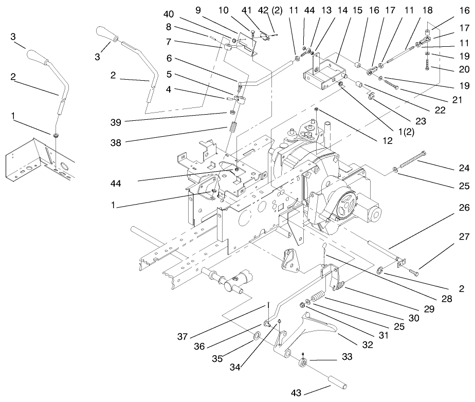 Hydro Control, Brake System Diagram and Parts List for 73423 7900001 - 7999999 Toro Lawn Tractor