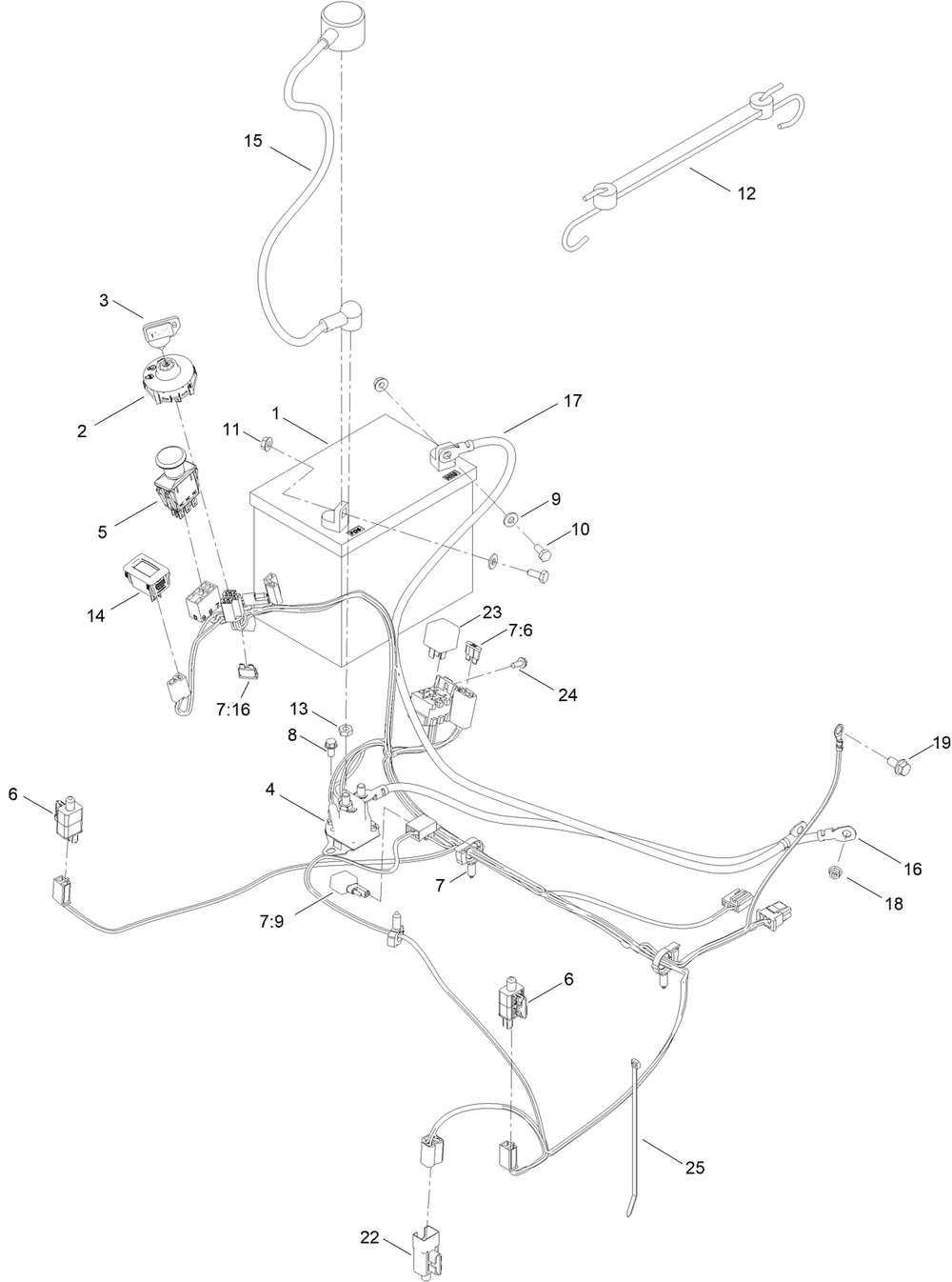 Electrical Assembly Diagram and Parts List for 75315 410000000 - 411455151 Toro Lawn Tractor