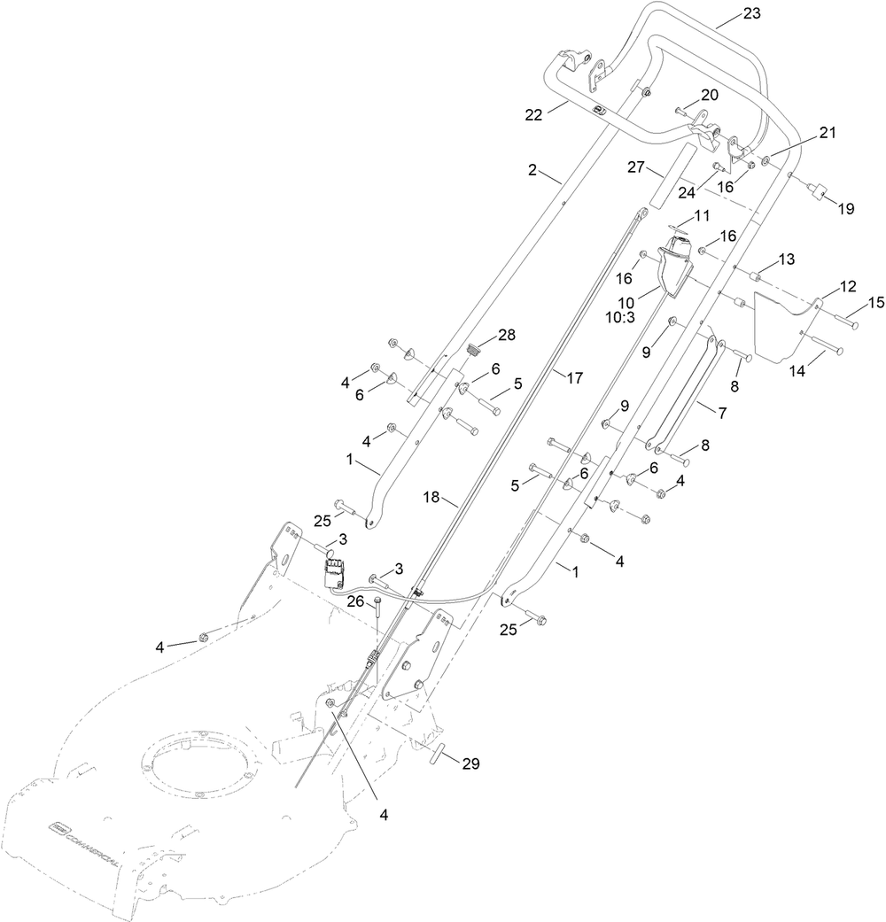 Handle Assembly Diagram and Parts List for 22276 400000000 - 999999999 Toro Lawn Mower