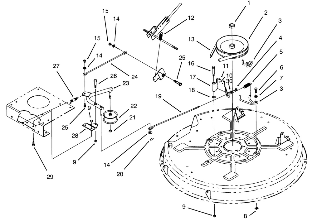 Pulley & Belt Assembly (32" Cutting Unit) Diagram and Parts List for 71182 5910001 - 5999999 Toro Lawn Tractor