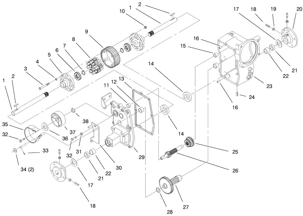 Hydro Trans Axle Assembly Diagram and Parts List for 73545 8900001 - 8999999 Toro Lawn Tractor