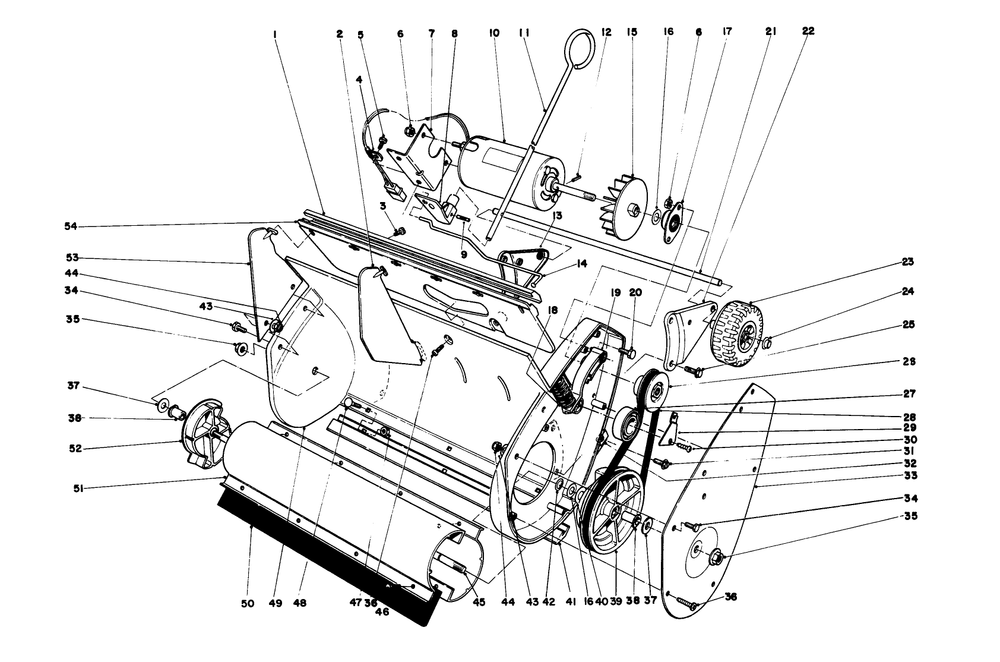 Lower Main Frame Assembly Diagram and Parts List for 38000 4000001 - 4999999 Toro Snow Blower