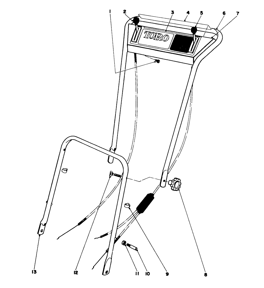 Handle Assembly Models 16073, 16173, 16273 Diagram and Parts List for 16073 5000001 - 5999999 Toro Lawn Mower