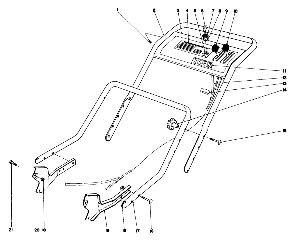 Handle Assembly (Model 20506) Diagram and Parts List for 20696 6000001 - 7999999 Toro Lawn Mower