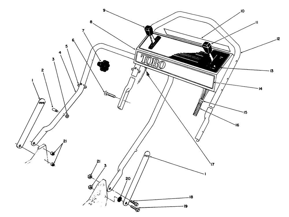 Handle Assembly Diagram and Parts List for 20684C 9000001 - 9999999 Toro Lawn Mower