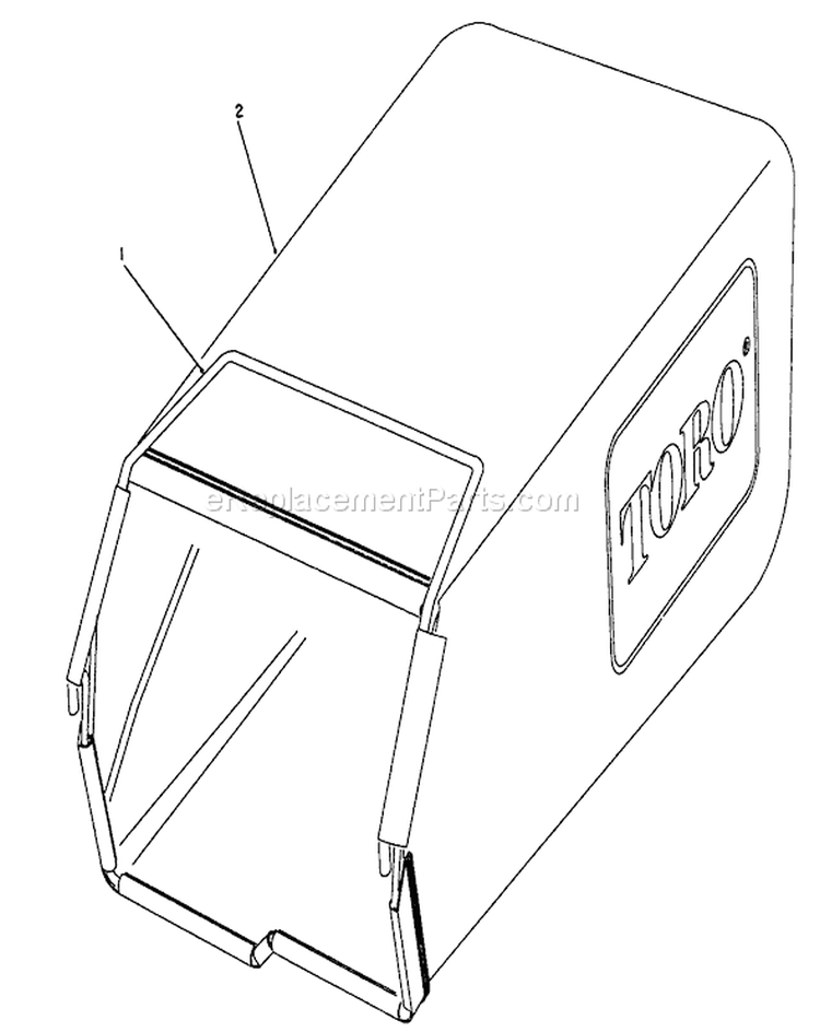 Grass Bag Assembly Diagram and Parts List for 26551 9000001-9999999 - 1989 Toro Lawn Mower