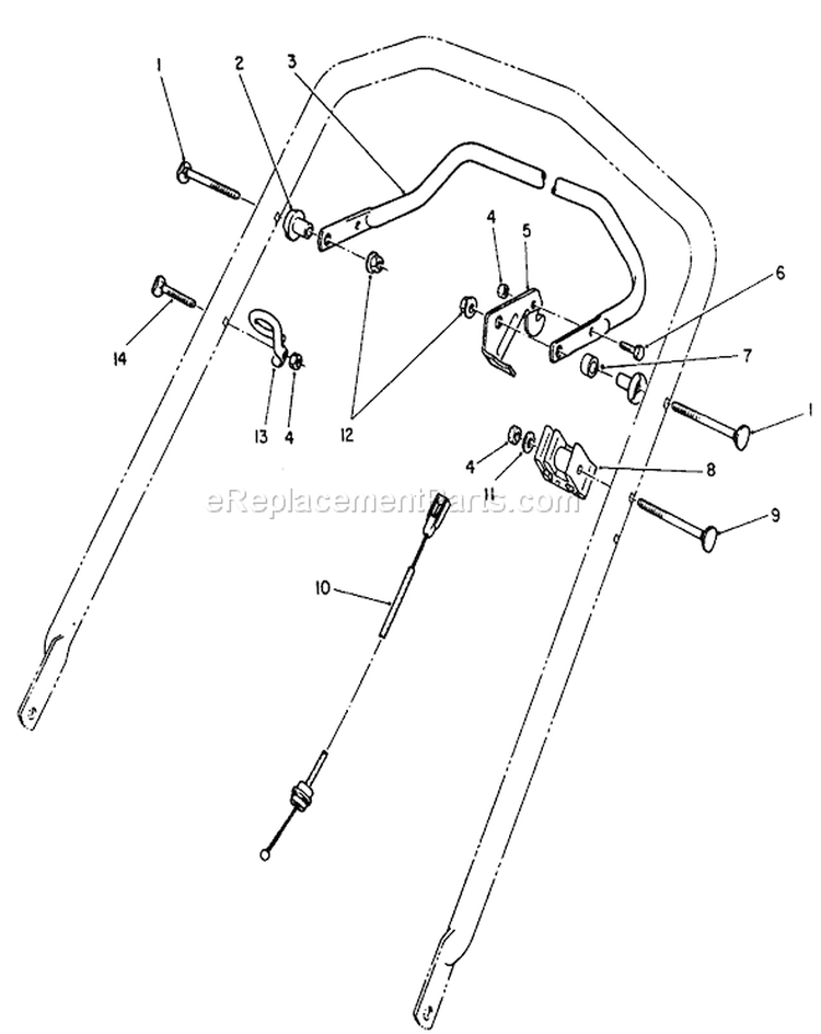 Traction Control Assembly Diagram and Parts List for 26551 9000001-9999999 - 1989 Toro Lawn Mower