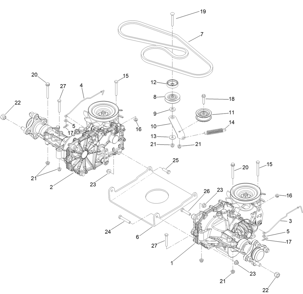 Hydraulic Drive Assembly Diagram and Parts List for 76501 400000000 - 415399999 Toro Lawn Tractor