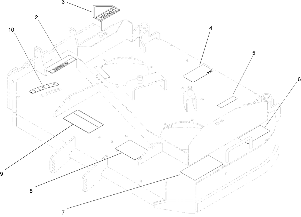 Deck Assembly Diagram and Parts List for 38494 (290000001-290999999)(2009) Toro Lawn Mower