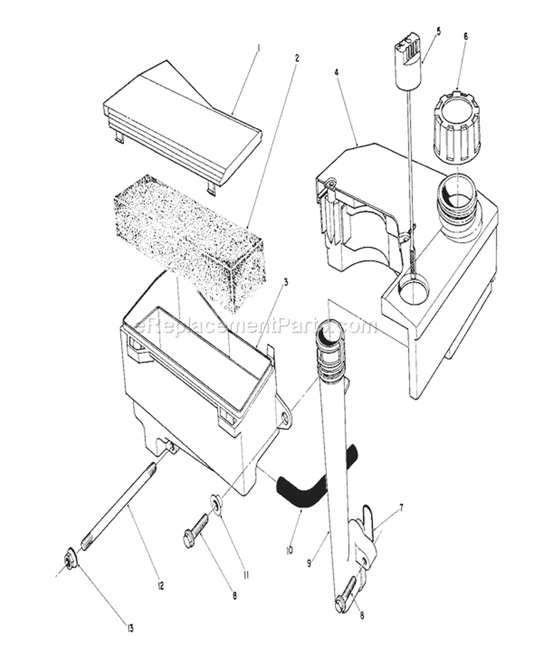 Air Cleaner and Fuel Tank Assembly Diagram and Parts List for 26620BF 1000001-1999999 - 1991 Toro Lawn Mower
