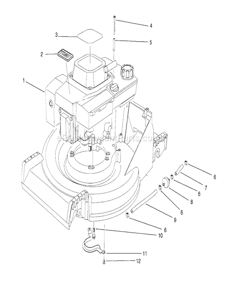 Engine Assembly Diagram and Parts List for 26620BF 1000001-1999999 - 1991 Toro Lawn Mower