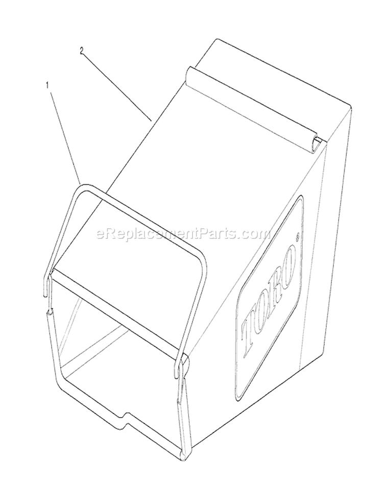 Grass Bag Assembly Diagram and Parts List for 26620BF 1000001-1999999 - 1991 Toro Lawn Mower