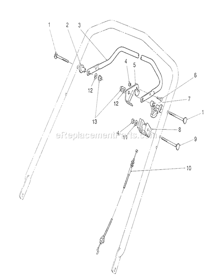 Traction Control Assembly Diagram and Parts List for 26620BG 0009001-0999999 - 1990 Toro Lawn Mower
