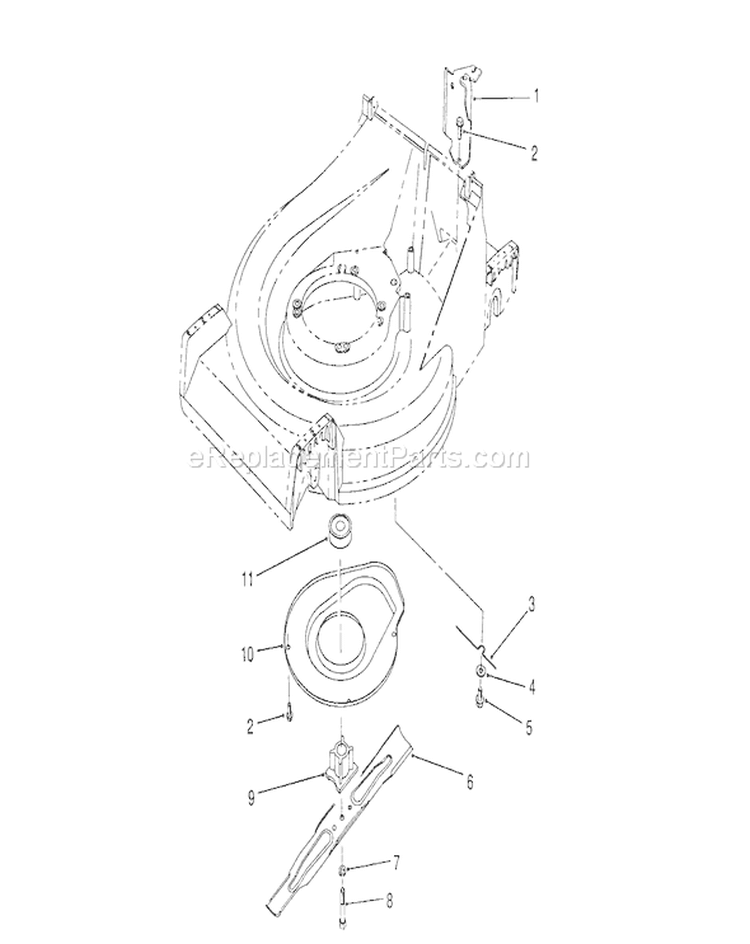 Blade Assembly Diagram and Parts List for 26620BG 0009001-0999999 - 1990 Toro Lawn Mower