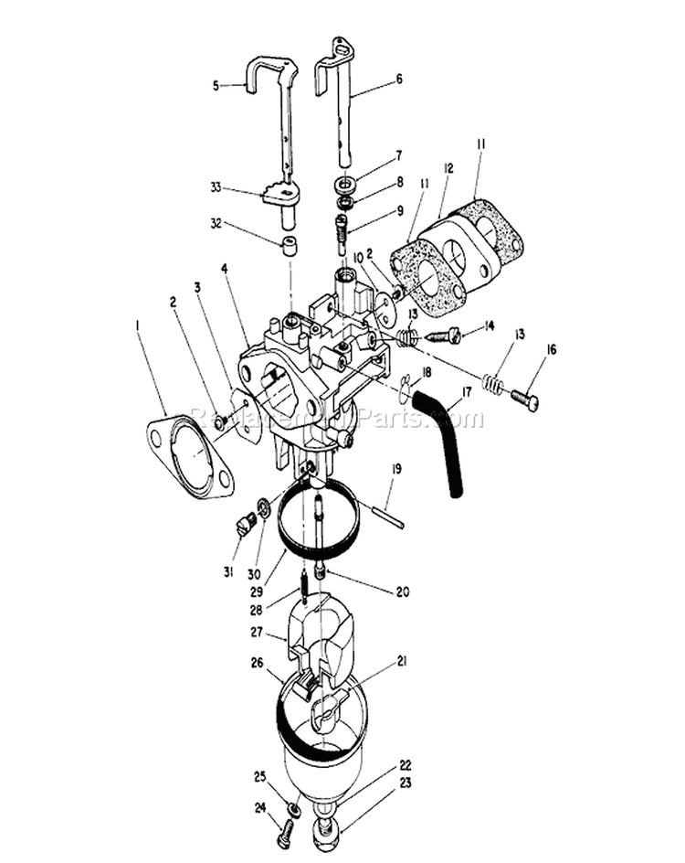 Carburetor Assembly Diagram and Parts List for 26620BG 0009001-0999999 - 1990 Toro Lawn Mower