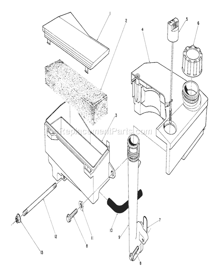 Air Cleaner and Fuel Tank Assembly Diagram and Parts List for 26620B 1000001-1999999 - 1991 Toro Lawn Mower