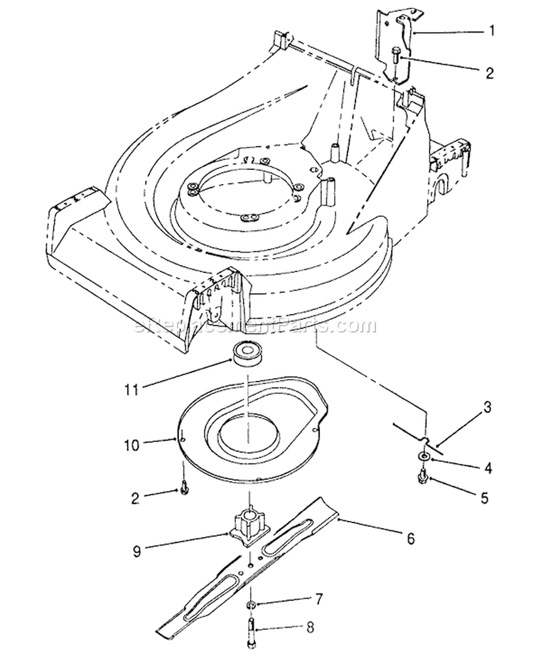 Blade Assembly Diagram and Parts List for 26620B 1000001-1999999 - 1991 Toro Lawn Mower