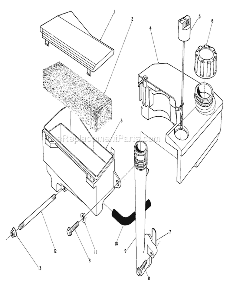 Air Cleaner and Fuel Tank Assembly Diagram and Parts List for 26620B 2000001-2999999 - 1992 Toro Lawn Mower